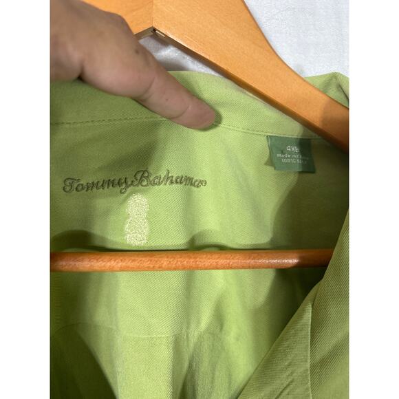 Tommy Bahama Button Up 4XB Sage Green Solid 100% Silk Short Sleeve Wood Button - Picture 6 of 11